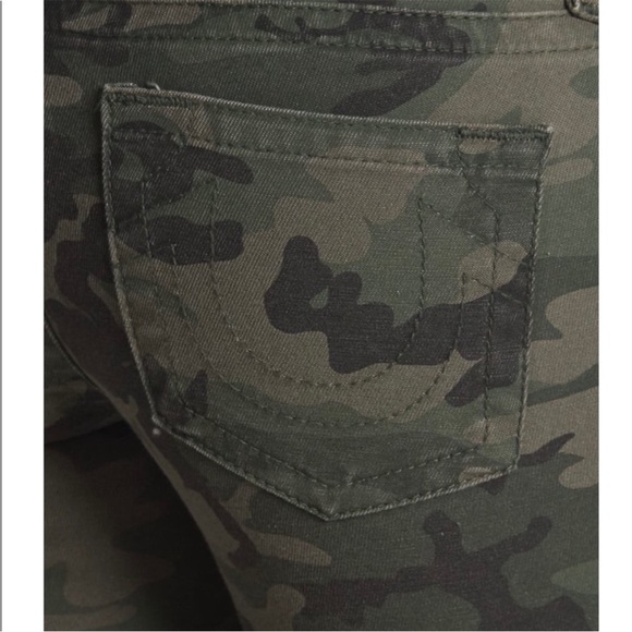 TRUE RELIGION HALLE MID RISE SUPER SKINNY OLIVE CAMO JEANS - Picture 4 of 9